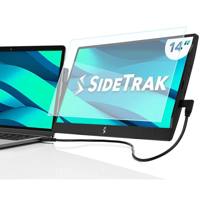 SideTrak Extensor de monitor portátil giratorio de 14 pulgadas, pantalla dual FHD TFT para portátil con soporte + bisagra giratoria única, compatible con Mac, PC, Chrome, USB o puerto mini HDMI (con p