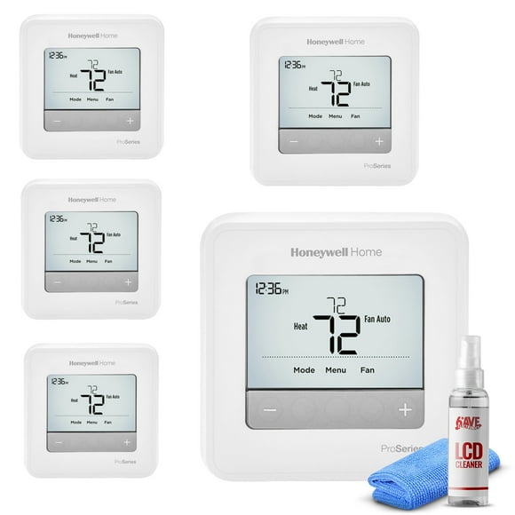 5-Pack Honeywell T4 Pro Series Programmable Thermostat TH4110U2005 + LCD Cleaner