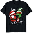 thumbnail image 2 of 100% Cotton Six Seven Christmas Elf And Santa Number Holiday Funny T-Shirt For Women Men Family Christmas Gift Shirt, 2 of 5