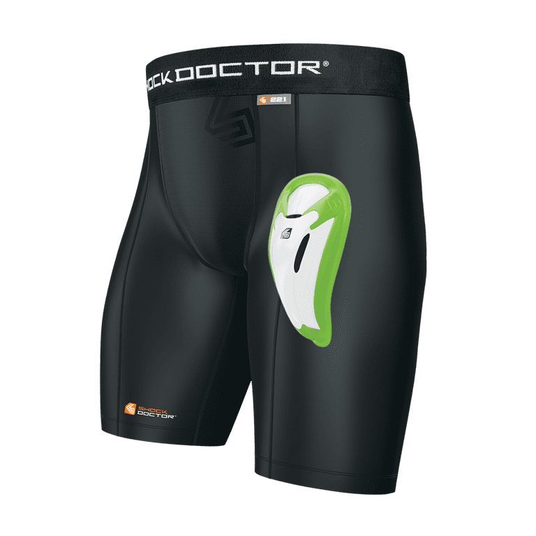 Shock Doctor 221 Compression Shorts with Biofllex Cup, White