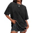 thumbnail image 1 of Camiseta Adorejoy de gran tamaño, vintage, lavada, holgada, casual, para mujer, 1 of 8