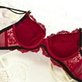 thumbnail image 4 of Lovebay Ladies Lace Gathered Bra Set,Push-up Bralette+Panty Lingerie Suit,Red,B Cup, 4 of 6