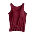 thumbnail image 4 of Sanbonepd Tank Top with Built in Bra for Women Padded Camisole Yoga Workout Tank Tops Slim Basic Undershirt Summer Burgundy, 4 of 7