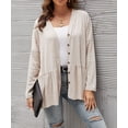 thumbnail image 4 of U.Vomade Cardigan à Manches Longues Boutonné Ourlet Classique Plissé Fendu pour Femmes, 4 of 8