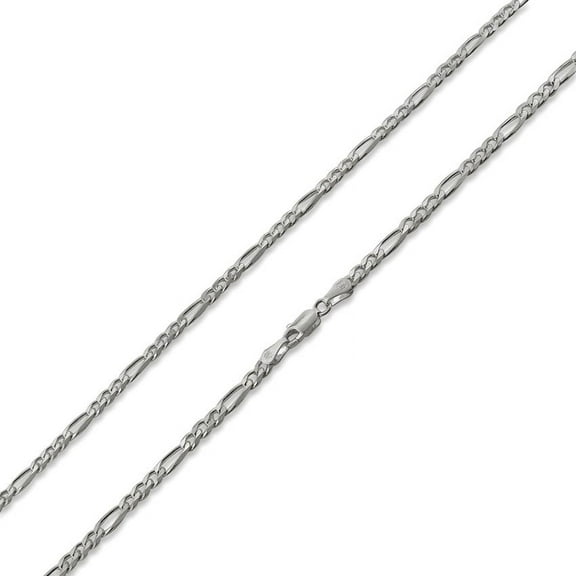 PORI JEWELERS Unisex Adults Sterling Silver 4mm Figaro Chain Necklace, 30-Inch – Polished Finish