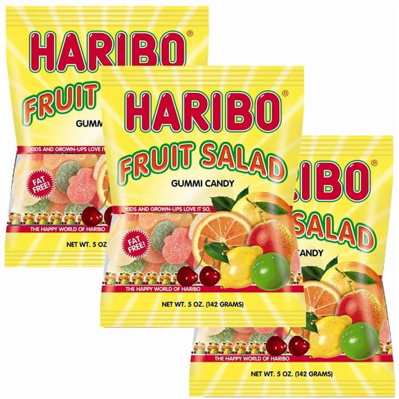 Haribo Fruit Salad Gummies, 5oz Gummy Bag (3 Pack)
