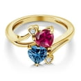 thumbnail image 3 of Gem Stone King 18K Yellow Gold Plated Silver Red Created Ruby Persian Blue Moissanite Ring for Women (1.79 Cttw, Heart Shape 6MM, Gemstone July Birthstone, Size 6), 3 of 6