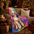 thumbnail image 3 of Vibrant Shih Tzu Pop Art Portrait, Playful Pet Portrait Pattern, Warm Flannel Blanket for Living Room and Reading Nook, Dog Lovers Friendship Gift, Pet Lover Home Decor, 3 of 9