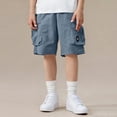thumbnail image 4 of ITSAME Boys Cargo Shorts, Elastic Waist with Pockets Quick-Dry Summer Fashion Casual Shorts Blue Size 15-16, 4 of 6