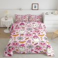 thumbnail image 2 of Feelyou Kawaii Halloween Ghost Queen Comforter Set, Cute Pumpkin Candy Comforter Sets Queen, Pink Reversible, 3 Pieces, 1 Comforter and 2 Pillowcases, 2 of 7