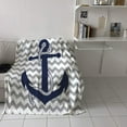 thumbnail image 4 of King Size Super Soft Flannel Blankets Bed Throw-Blankets,Nautical Blue Anchor Chevron Zig Zag Design Gray and White,Warmth Blanket for Bedroom Living Room Sofa Couch Office Home Decor,59x79in, 4 of 6