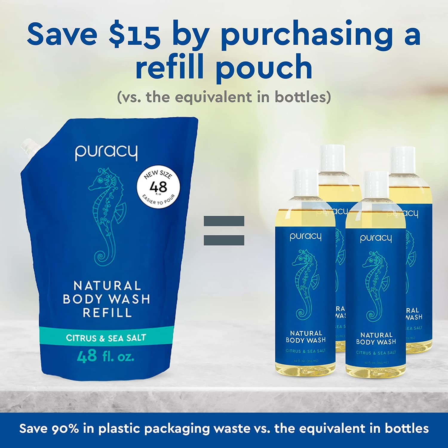 Buy Puracy Natural Body Wash, Gently Scented with Citrus & Sea Salt, 99