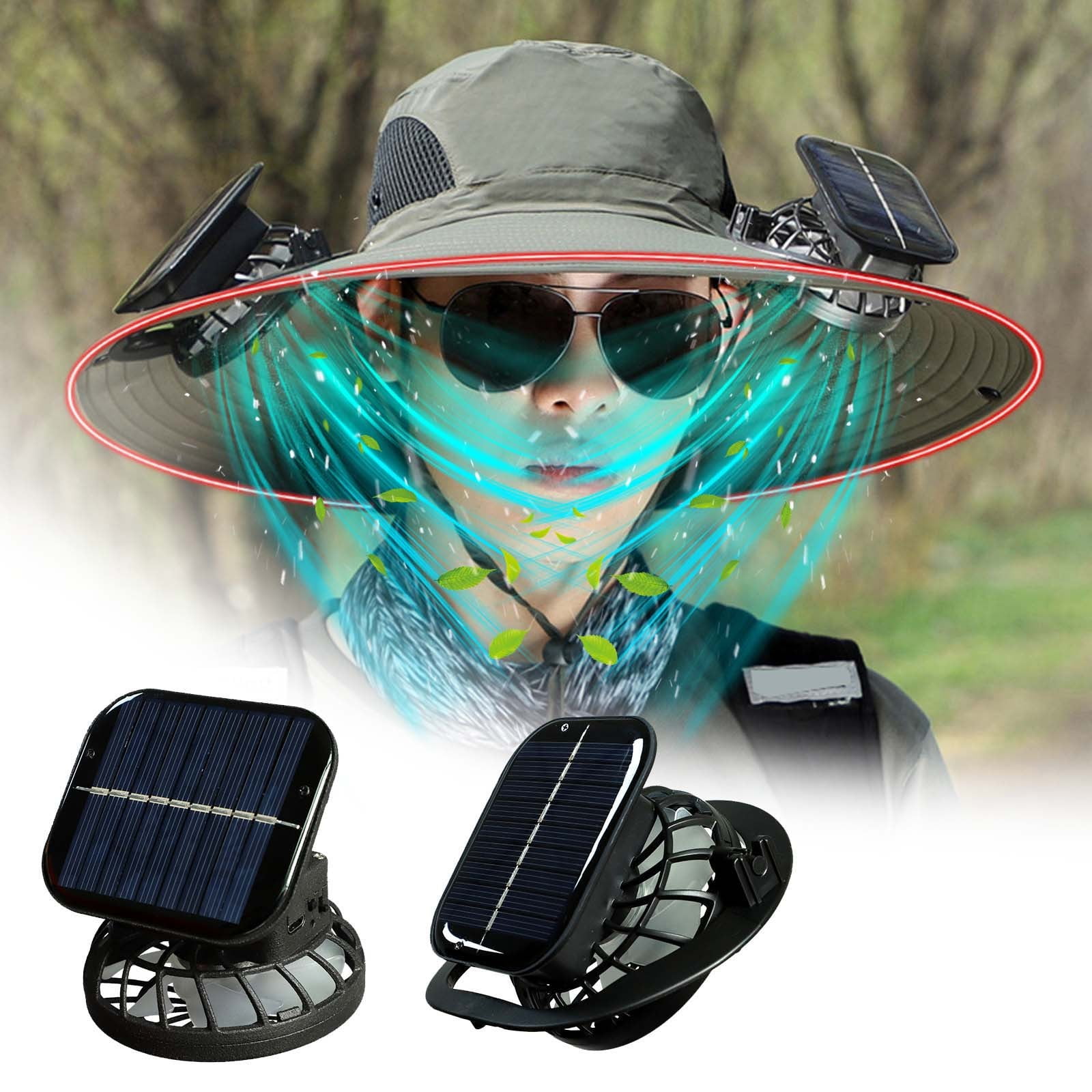 Solar and USB Rechargeable Battery Fan Hat,High Wind Power, Sun Protection, Comfortable Breathable Material, Adjustable Speeds, Ideal for Outdoor Activities like Fishing, Gardening, Golf