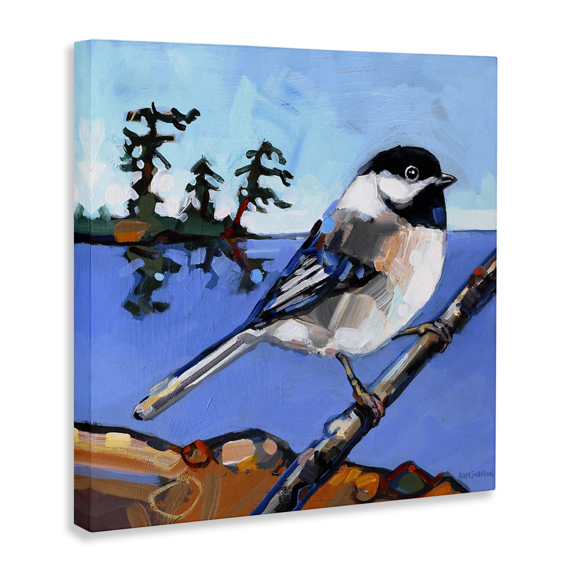 Stupell Industries Swallow Bird Perched Birds Painting Wrapped Canvas Art Print Wall Art, 30 x 30