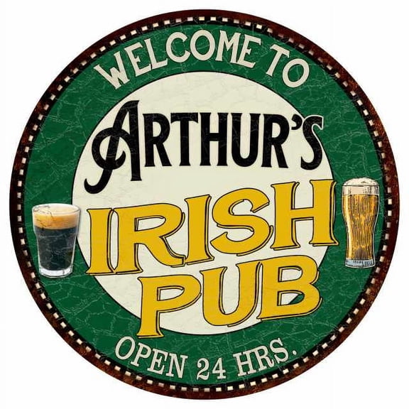 Arthur's Irish Pub 14" Round Metal Sign Kitchen Bar Wall Decor 100140036248