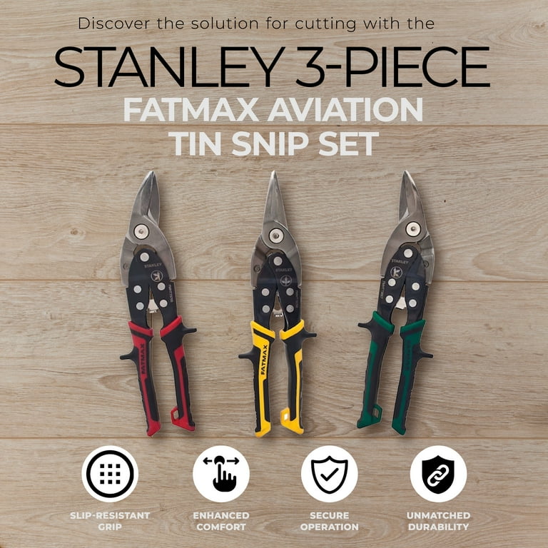 Stanley 3 Piece FatMax Aviation Tin Snip Set with Steel Blades