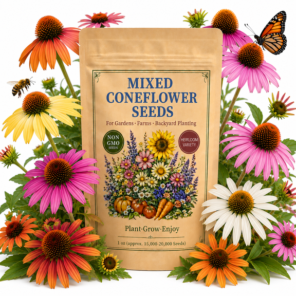 NYGardenia Mixed Coneflower Seeds (Echinacea), 110 Heirloom Seeds, Vibrant Multi-Colored Perennial Flowers for Gardens
