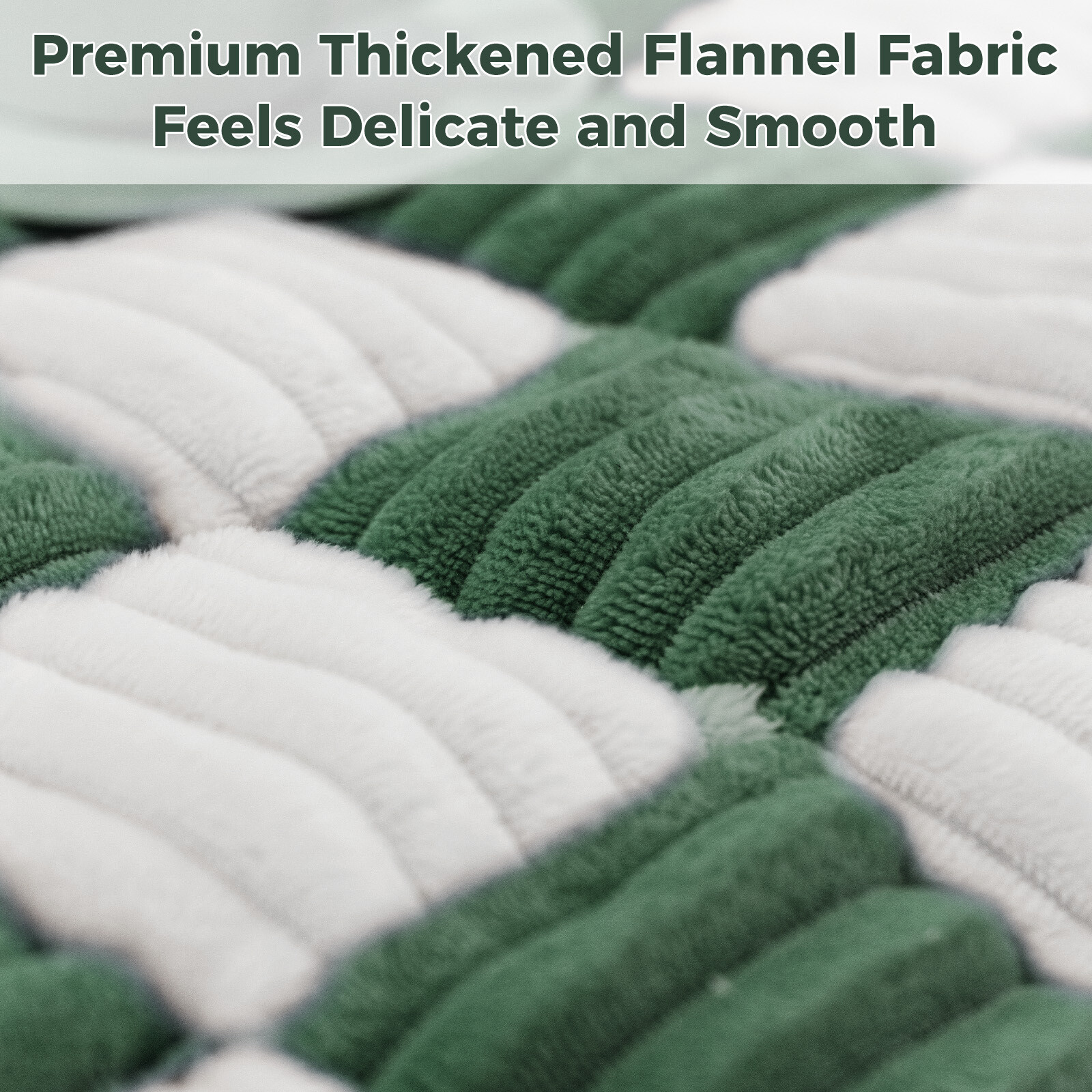ANMINY Thick Fuzzy Checkered Couch Cover, Non-Slip Nordic Cream Sofa Protector Mat, Soft Flannel Furniture Cover