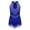thumbnail image 3 of Alvivi Kids Girls Rhinestone Tassel Latin Ballet Leotard Dance Dress Figure Ice Skating Dresses Blue 6, 3 of 6