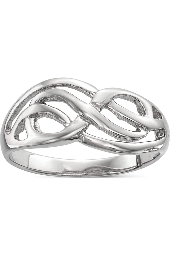 Sterling Silver Rhodium-Plated Polished Infinity Ring (Size 7) Made In Thailand qr6576-7