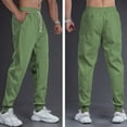 thumbnail image 3 of Ceisia Men Solid Color Loose Casual Pants Elastic Waist Drawstring Sports Gift Work Trousers, 3 of 4