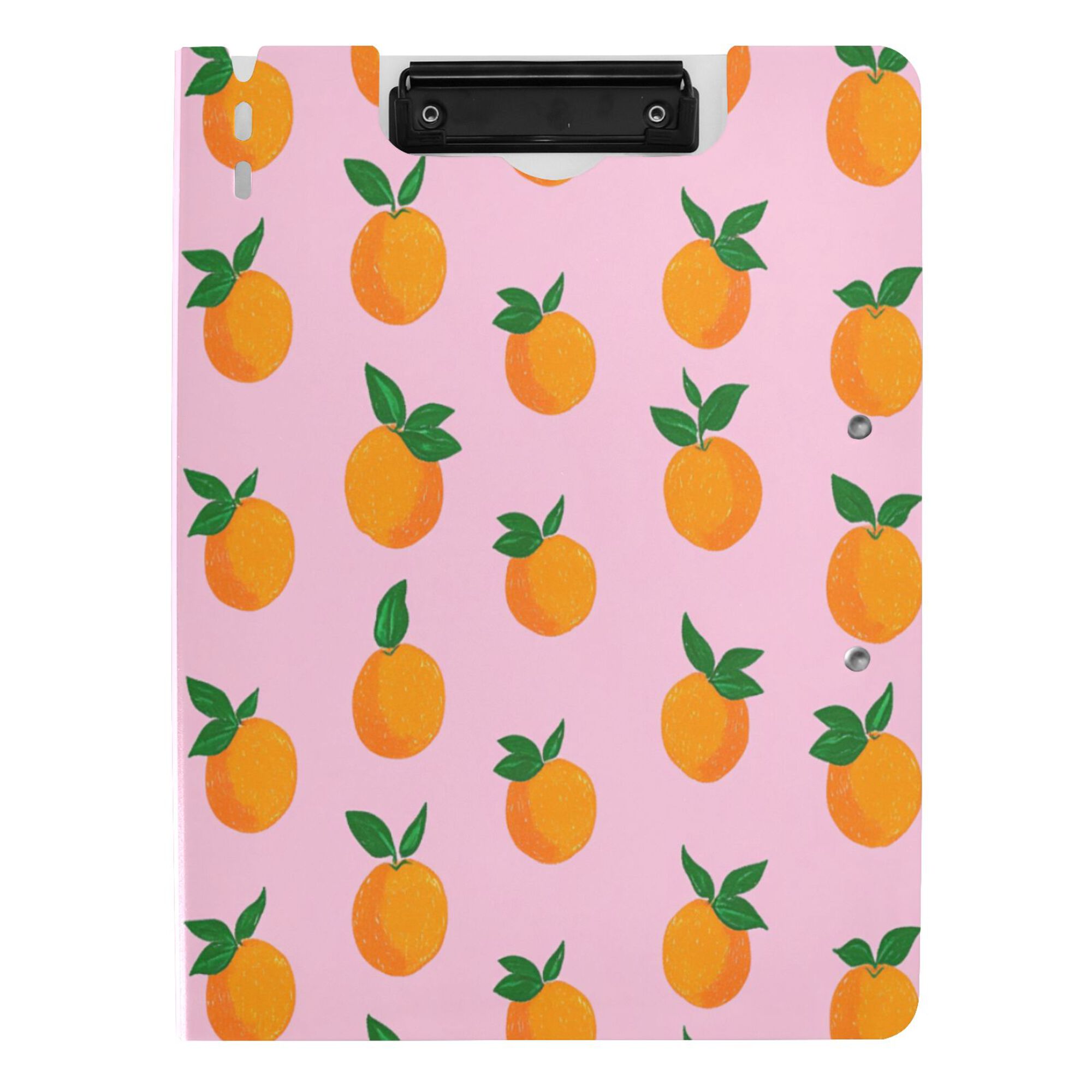 FORMRS A4 Clipboard Folder with Pen Holder Horizontal Foldable School Office Binder, Cartoon Oranges