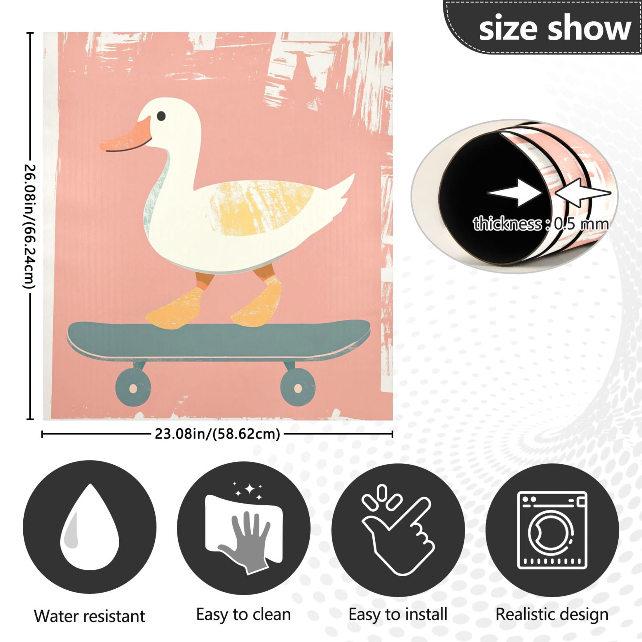 Dishwasher Magnetic Sticker 23x26 Inch Refrigerator Magnetic Sticker Washing Machine Magnetic Sticker Kitchen Panel Magnetic Sticker Home Decor Cute Skateboard Duck
