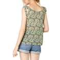 thumbnail image 4 of DARING DIVA Women's Floral Sleeveless Bow Tie Decor Tank Tops Blouse S Green, 4 of 7