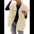 thumbnail image 3 of Chaleco de Felpa para Mujer, Informal, Extragrande, Cálido, con Botones y Bolsillos Crema M, 3 of 8