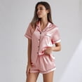 thumbnail image 3 of HITIME Pijama de Satín para Mujer Talla XL, Conjunto de Short y Playera de Verano, Tela de Lujo Suave y Transpirable, Ideal para Dormir o Lounge, 3 of 10