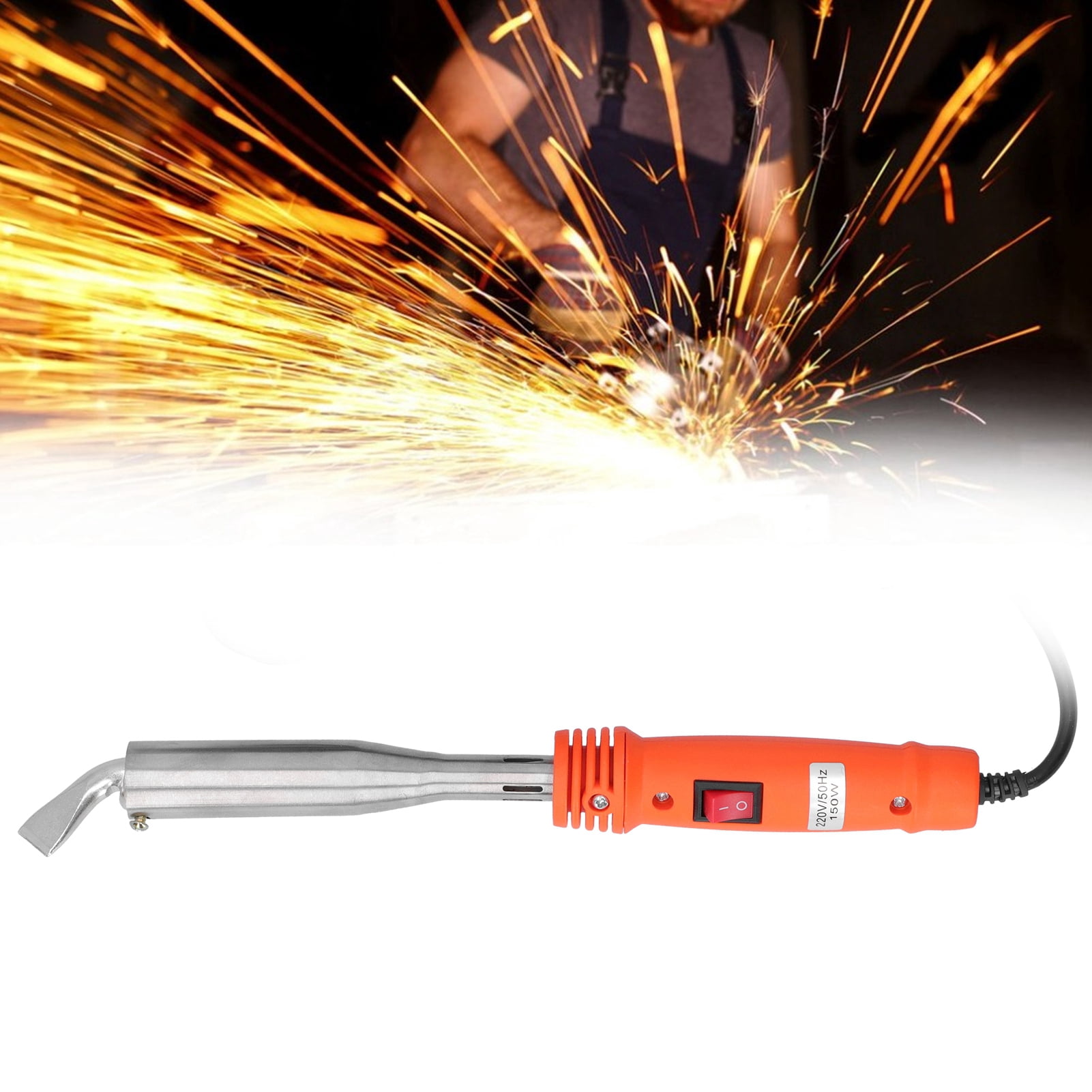 Suodoka 150W 220V Electric Soldering Iron with Elbow Tip & Power Switch, Heat-Resisting Handle Repair Tool, Orange/Silver, 12.0 in / 30.5 cm