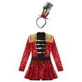 thumbnail image 3 of Alvivi Costume de Jeu de Rôle de Cirque pour Filles, Justaucorps à Manches Longues avec Franges et Chapeaux, Ensemble de Déguisement de Carnaval, Robe de Fête, Rouge 12, 3 of 7