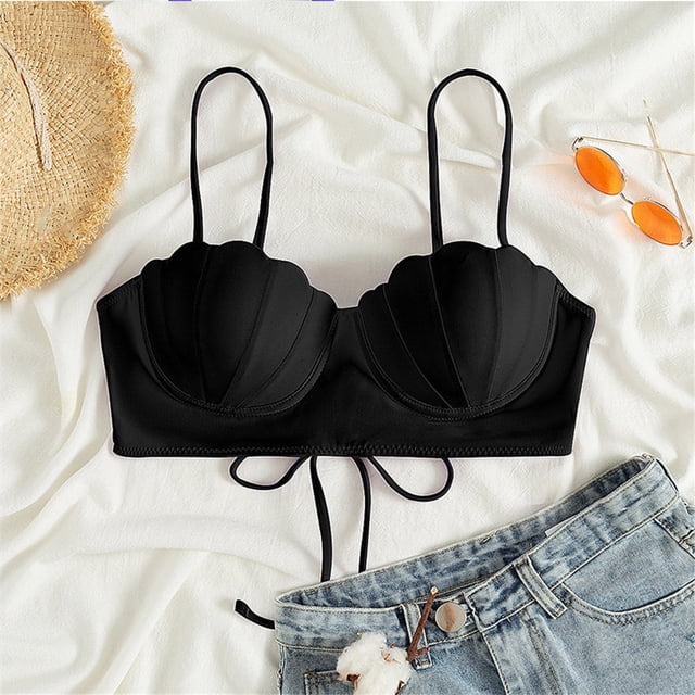 Strappy Seashell Bikini Top Swim Tops Push Up Bathing Suit Tops For Women With Underwire Swimsuit Tops Swimsuit with Shorts And Sleeves Teen Girl Swimming Suits Women Swim Shorts And Bikini Top