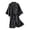 Black, variant on Women Satin Kimono Robe Mid Length Bathrobe Soft Sleepwear Gown Elegant Housecoat With Pockets, XXL, Red