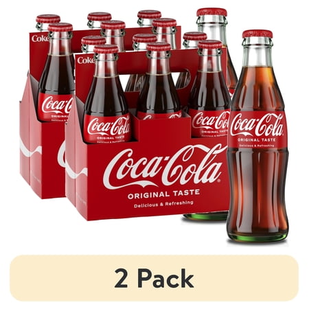 (2 pack) Coca-Cola Soda Pop Glass Bottles, 8 fl oz, 6 Pack