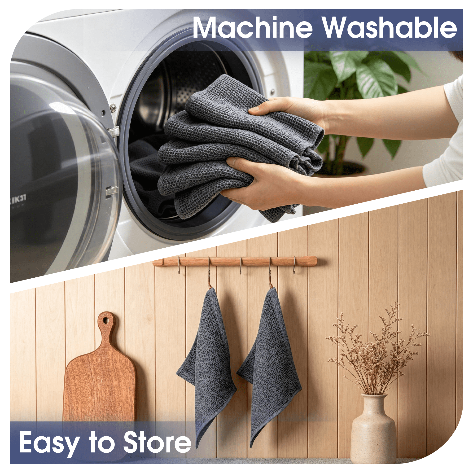 Kitchen Towels 6-Pack Kitchen Dish Cloths, Ultra Absorbent, Quick Drying, Cotton Waffle Kitchen Dishcloths, Reusable Dish Towels, 12 x 12 Inches