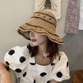 thumbnail image 6 of Women's Sun Protection Bucket Hat Striped Straw Design Dome Wide Brim Summer Beach Hat, 6 of 8