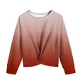 thumbnail image 7 of Girls Shirts Long Sleeve Tops Gradient/Graphic Tees Twist Knot Blouses Casual Spring Fall Clothes (11 Years, Wine), 7 of 7