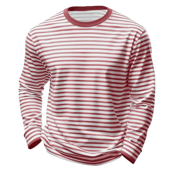 WOYY Boys Striped Long Sleeve T-Shirt Casual Crew Neck T Shirt Kids Top Soft Tee, Sizes 3-14