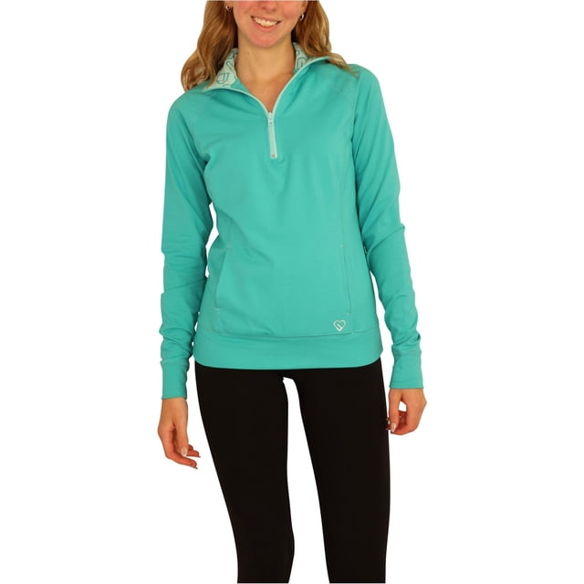 Aeropostale Womens Quarter Zip Pullover Pajama Sleep T-shirt, Verde, Small