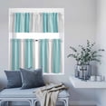 thumbnail image 6 of 3 Piece Kitchen Curtains and Valances Set Turquoise Aqua Stripes Cafe Curtains 36 Inch Length Modern Minimalist Abstract Lines Valance & Tier Curtain for Living Room Bedroom Window 54"x18"+27"x36"*2, 6 of 6