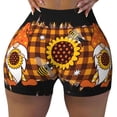 thumbnail image 2 of Daiia Sunflower Gnomes and Bees Pattern Women's Workout Shorts Biker Shorts - High Waisted Workout Spandex Tummy Control Gym Running Yoga Shorts-Medium, 2 of 8
