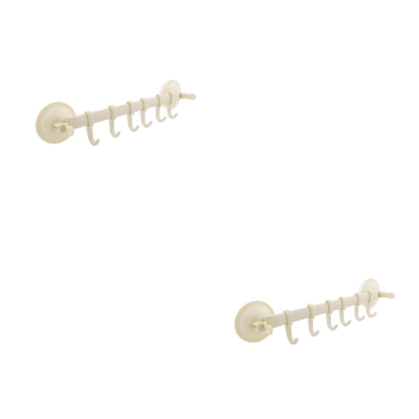Bearachild Colgador de pared para baño, 6 ganchos, estantes colgantes, soportes organizadores, ventosa, sin clavos, cocina sin costuras, Beige Beige 2Conjunto