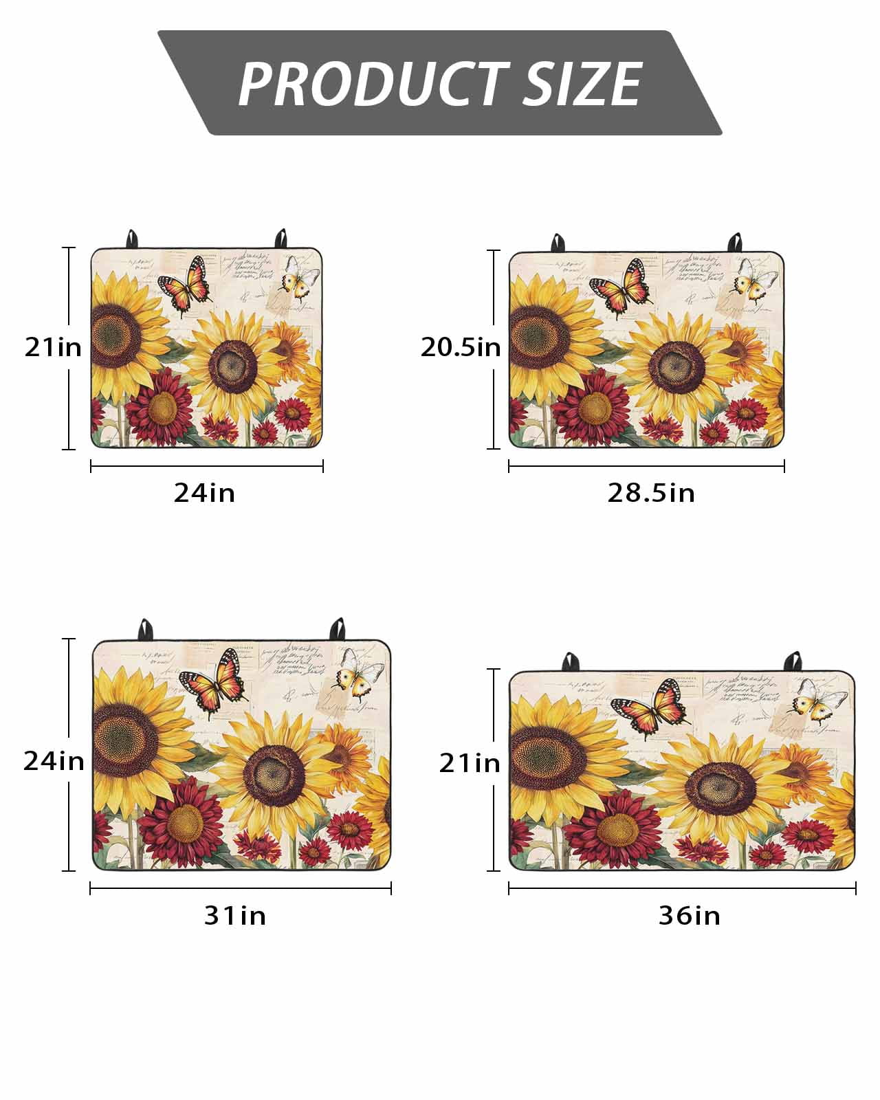 Stove Top Covers for Electric Stove, Sunflower Glass Stovetop Cover Protector, Farmhouse Rose Floral Vintage Butterfly Induction Cooktop Protector Oven Mat for Kitchen Countertop 24"x21"