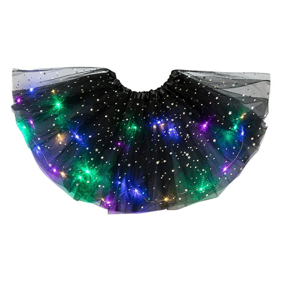 Oplxuo Women's Tutu Skirt Light Up Tutus Layered Tulle Ballet Dance Skirt Sparkly Party Tutu Costume for Women