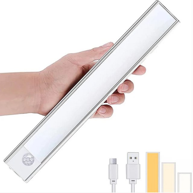 Fiudx Liquidación de ahorros de otoño Luz LED de detección de cuerpo humano para hogar inteligente, luz de gabinete inalámbrica, luz de inducción magnética con carga USB y luz de armario autoadhesiva
