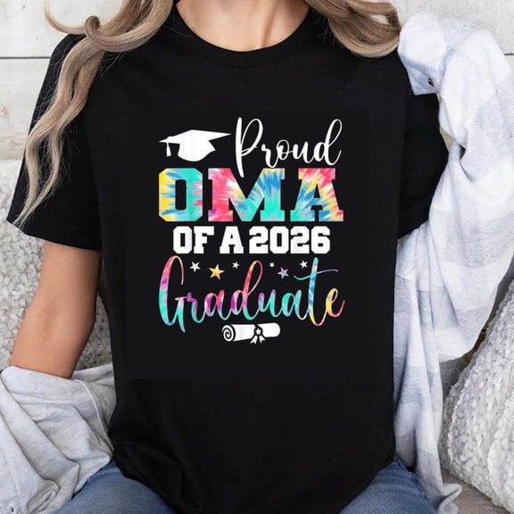 100% Cotton Proud Oma Of A 2026 Graduate Graduation Gift For Grandma Grandmother Senior Year Celebration T-Shirt