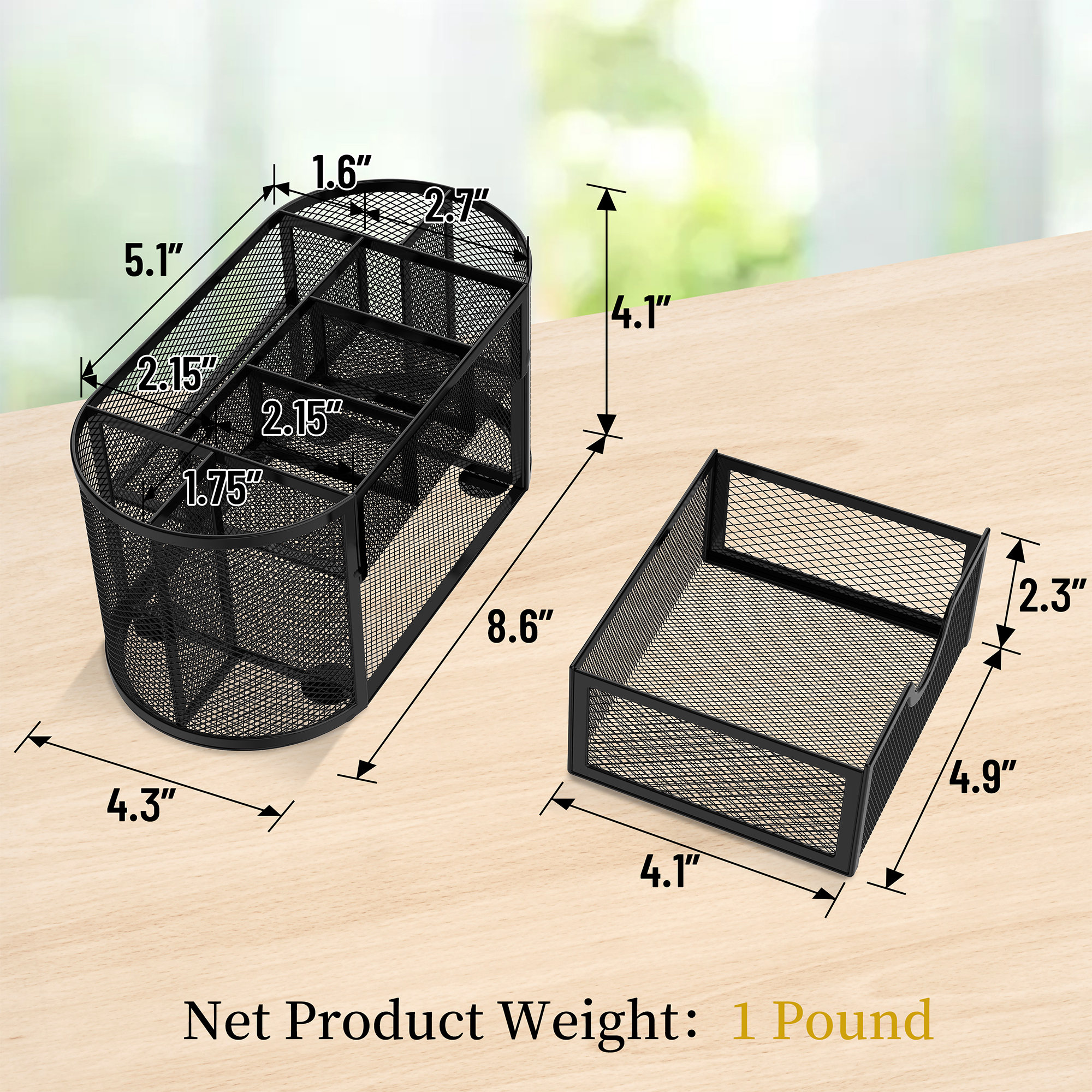 INTIGE Small Mesh Desk Organizer with 9 Compartments photo 3