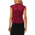 thumbnail image 3 of INSPIRE CHIC Lace Cap Sleeves Cardigan for Women's Floral Evening Wedding Elegant Shrug M Burgundy, 3 of 5