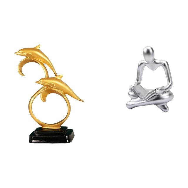 Figura de delfín,Colección de adornos de escritorio con figuras de delfines,Estatua decorativa moderna para el hogar,artesanías artísticas,Figura de pensador abstracto,Estatua de pensador